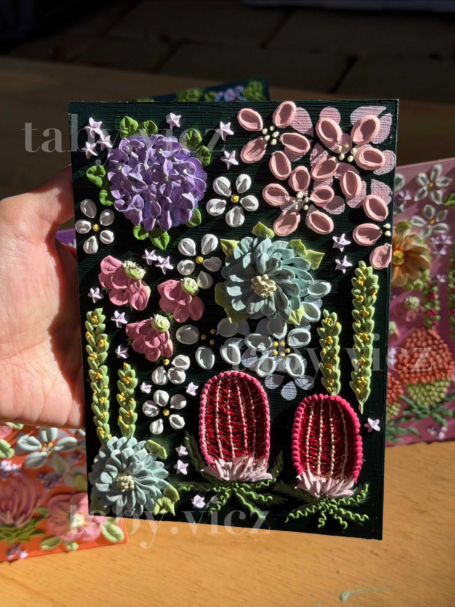Original Floral Textured Art – Tabletop Framed Collection S01