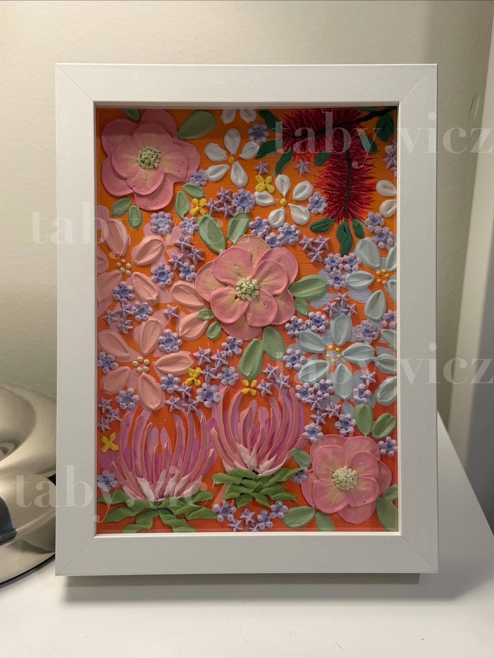 Original Floral Textured Art – Tabletop Framed Collection S02