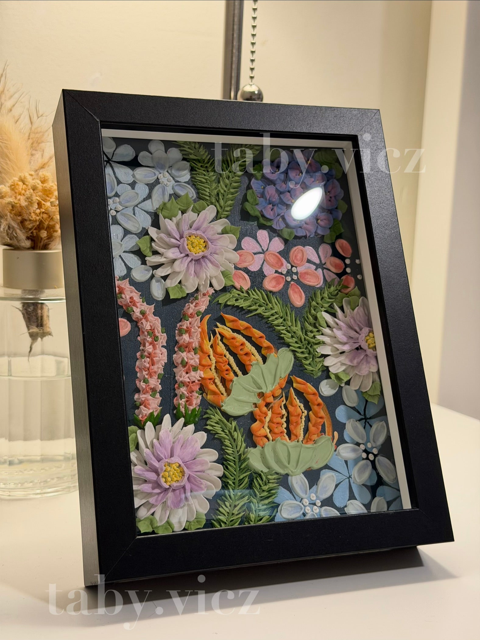 Original Floral Textured Art – Tabletop Framed Collection S05