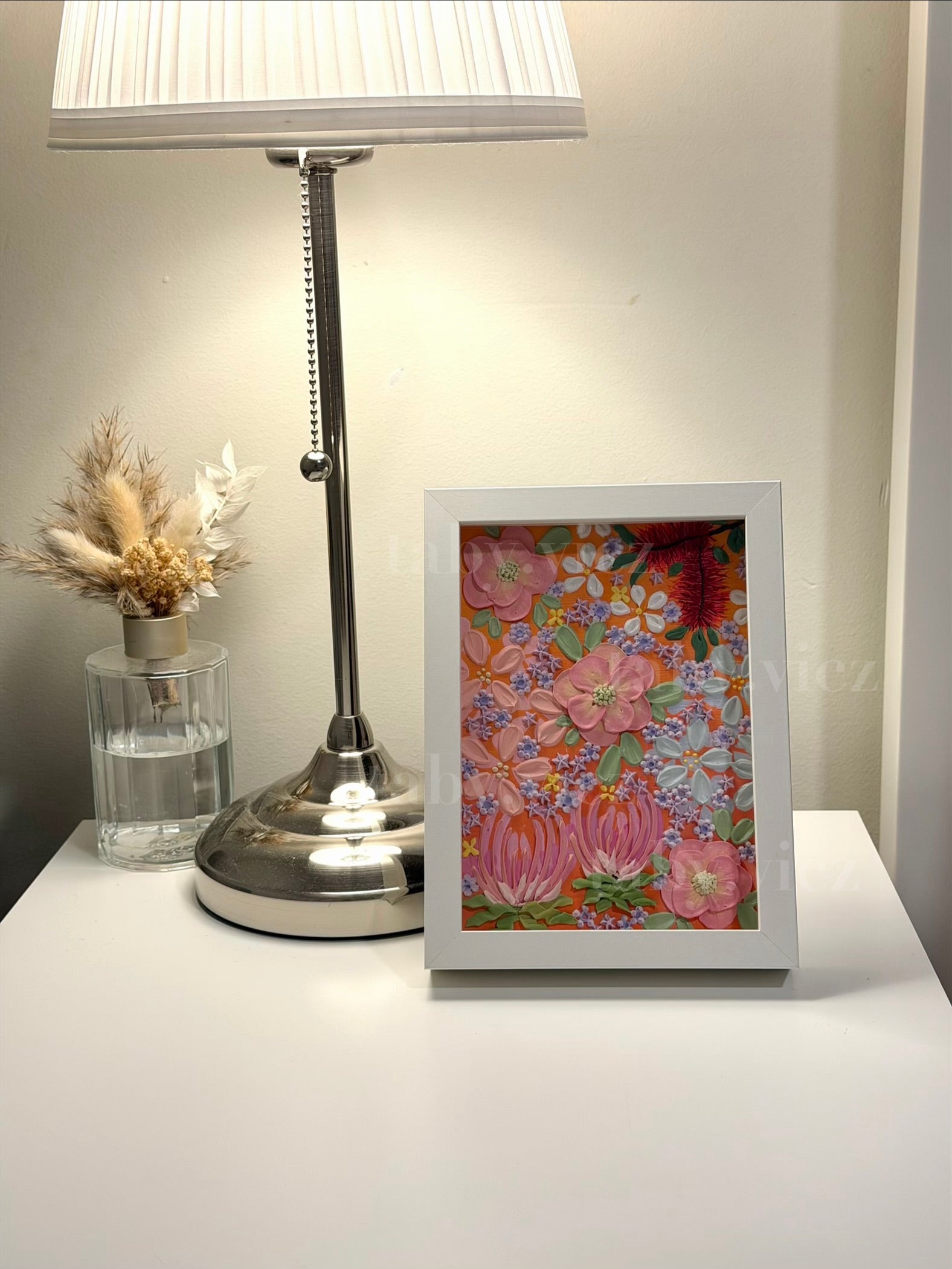 Original Floral Textured Art – Tabletop Framed Collection S02