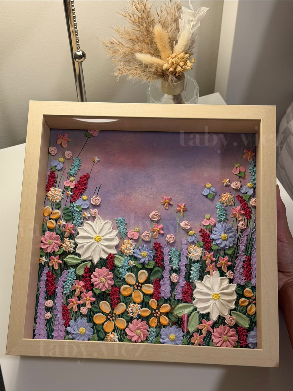 Original Floral Textured Art – Tabletop Framed Collection M01