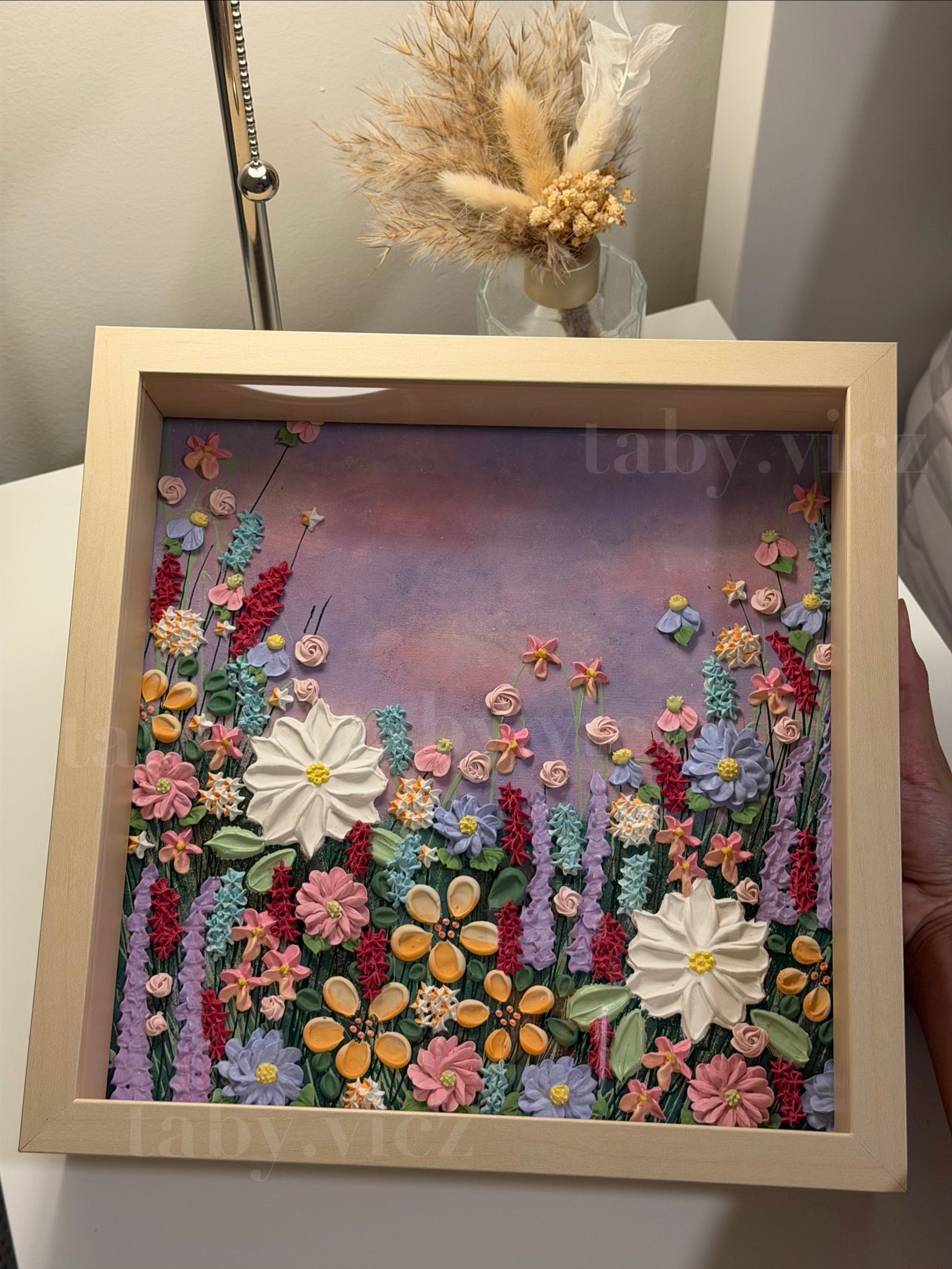 Original Floral Textured Art – Tabletop Framed Collection M01