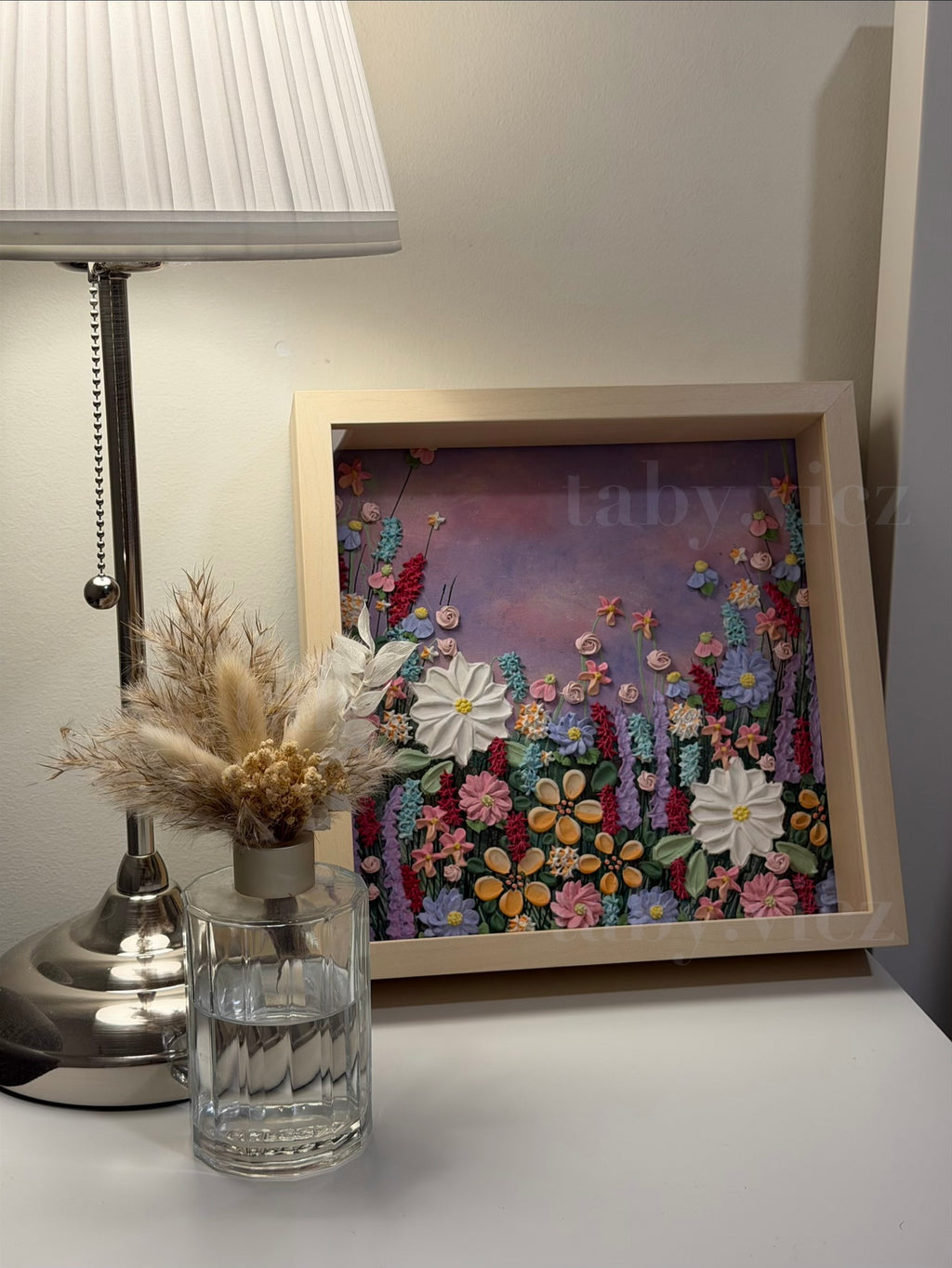 Original Floral Textured Art – Tabletop Framed Collection M01