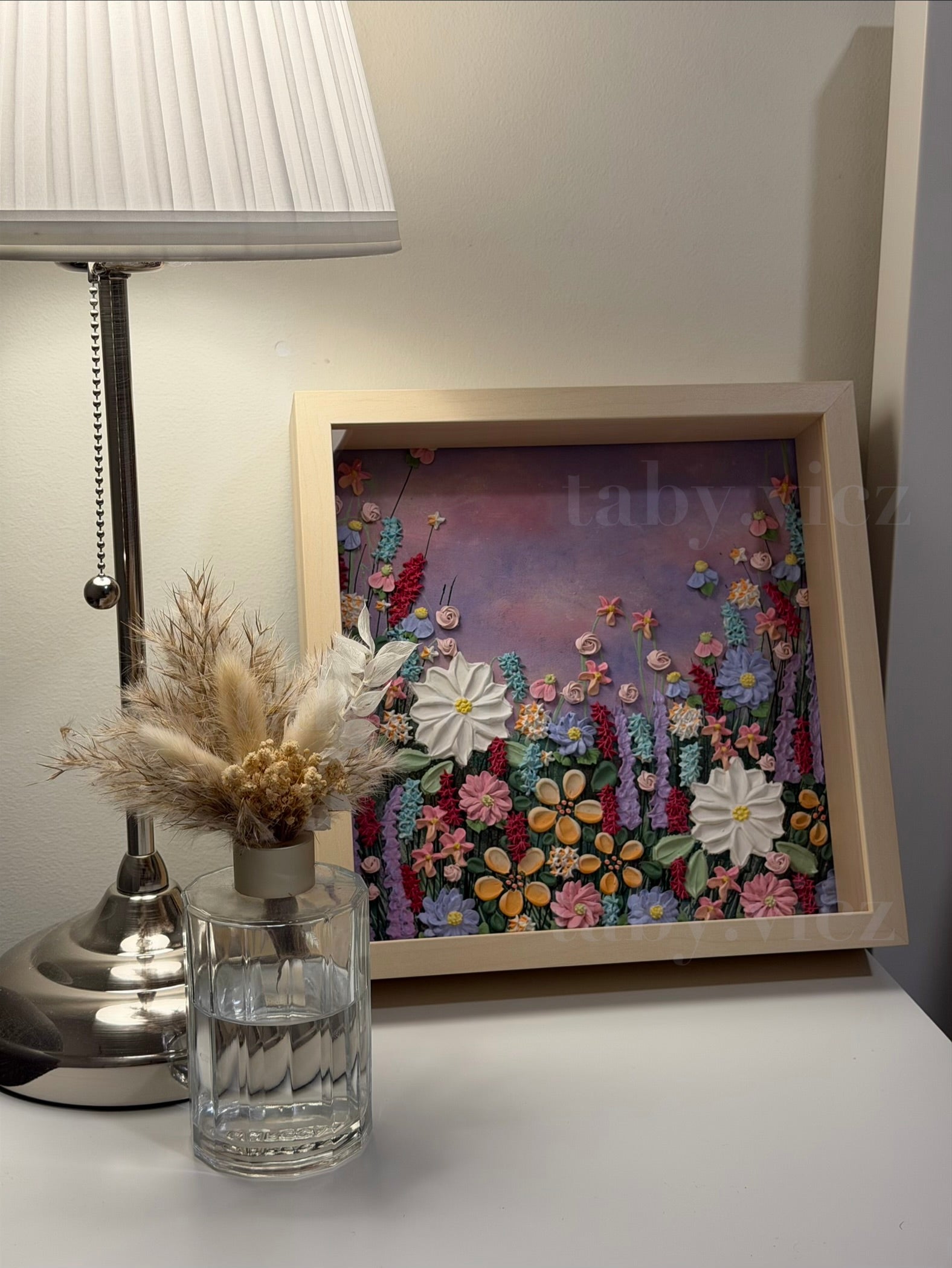 Original Floral Textured Art – Tabletop Framed Collection M01