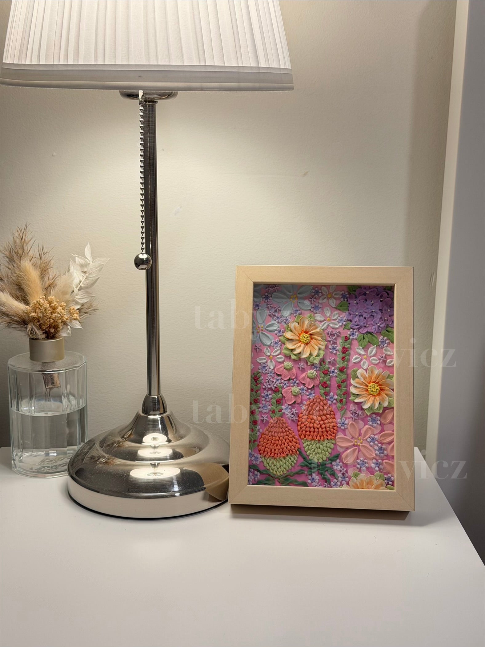 Original Floral Textured Art – Tabletop Framed Collection S03