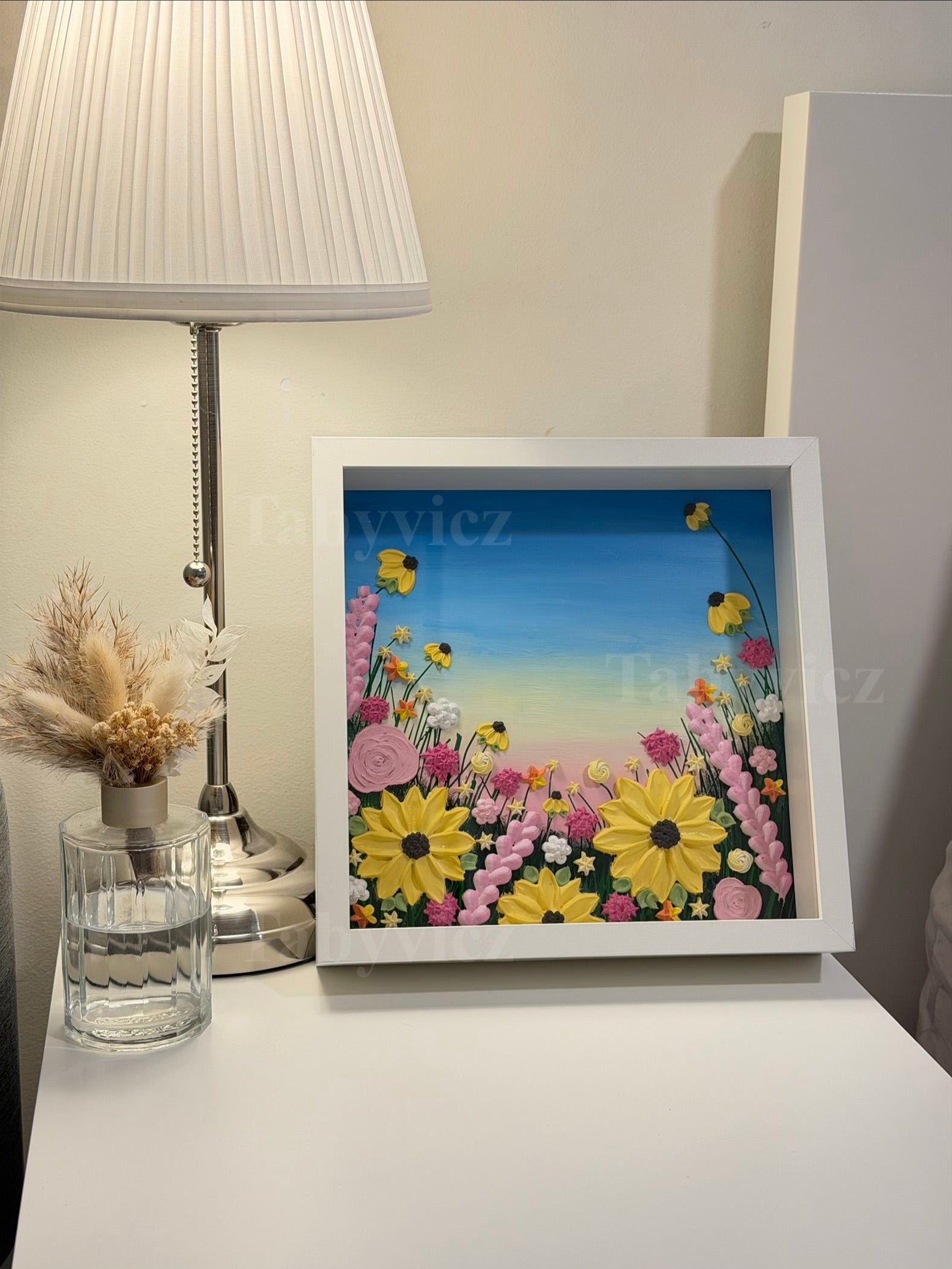 Original Floral Textured Art – Tabletop Framed Collection M02