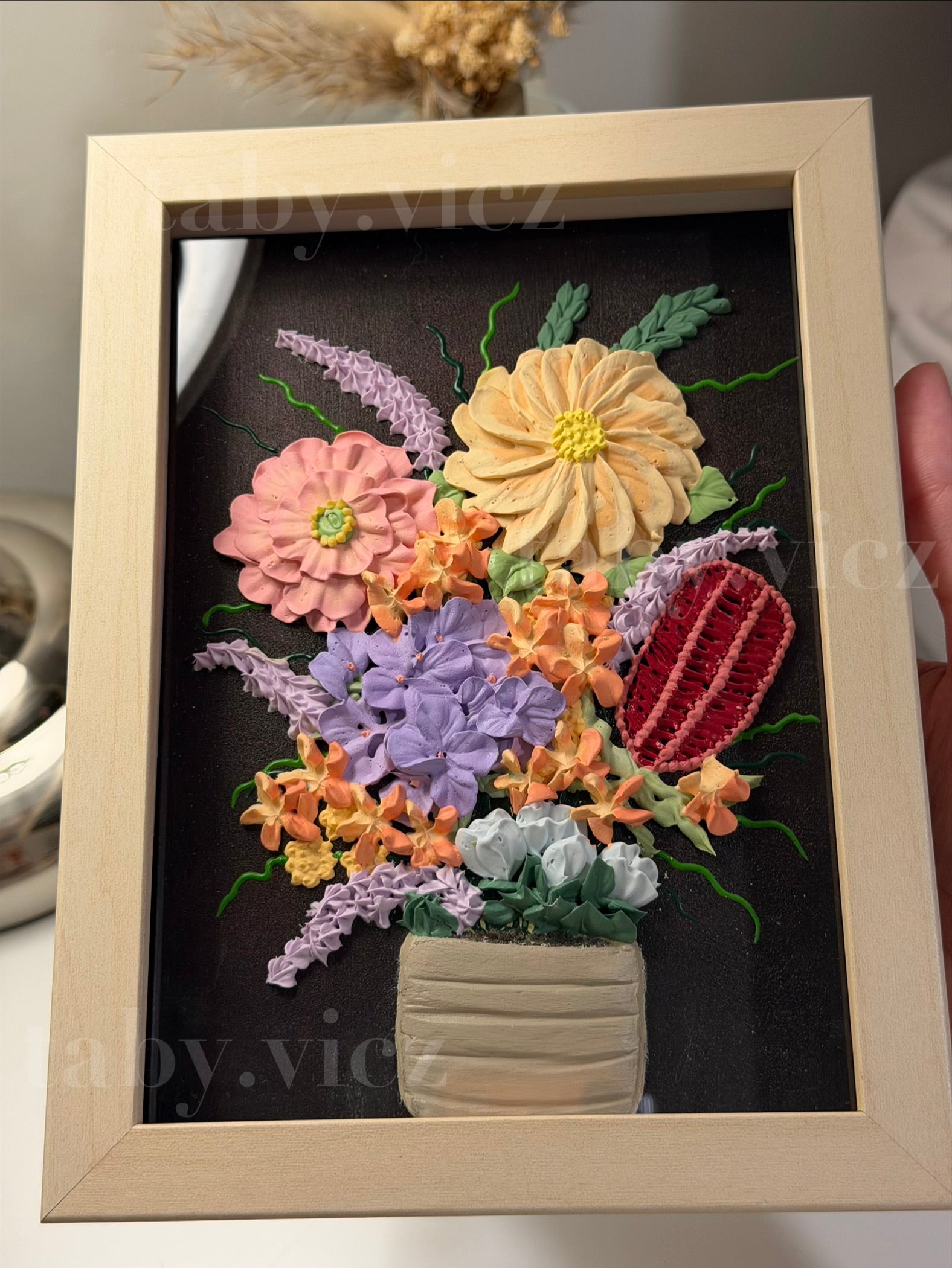 Original Floral Textured Art – Tabletop Framed Collection S07