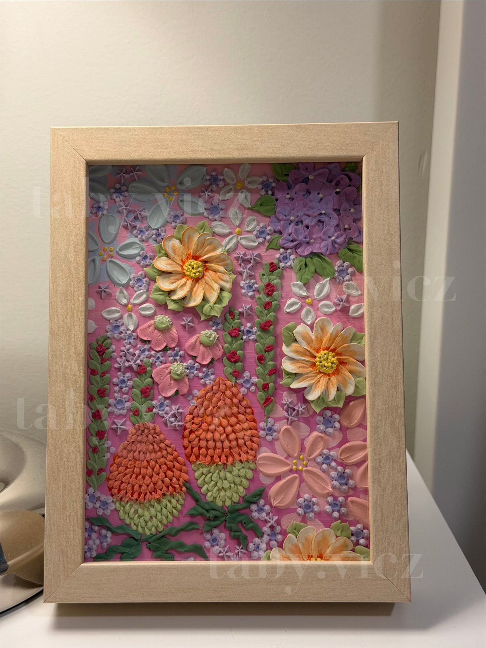 Original Floral Textured Art – Tabletop Framed Collection S03