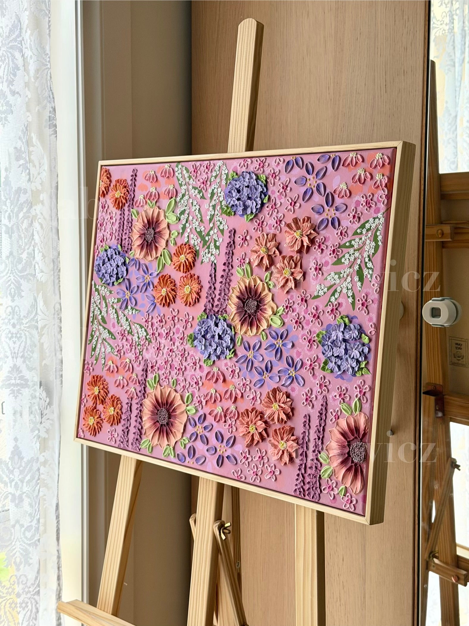 Dusty Rose Garden—Textured Floral Wall Art