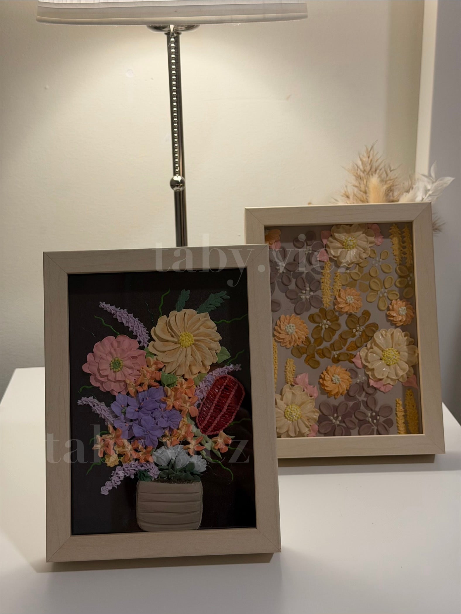 Original Floral Textured Art – Tabletop Framed Collection S07