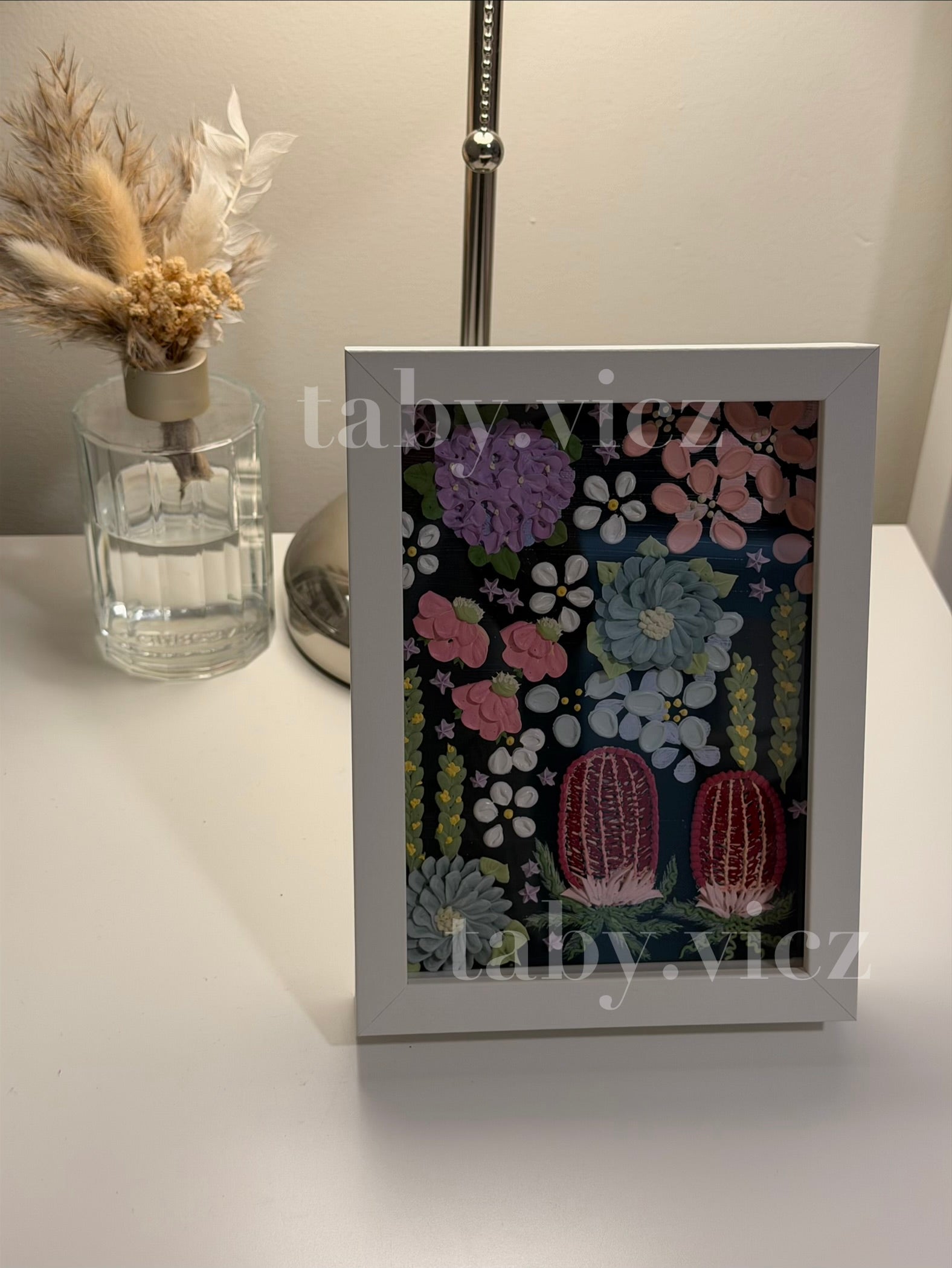 Original Floral Textured Art – Tabletop Framed Collection S01