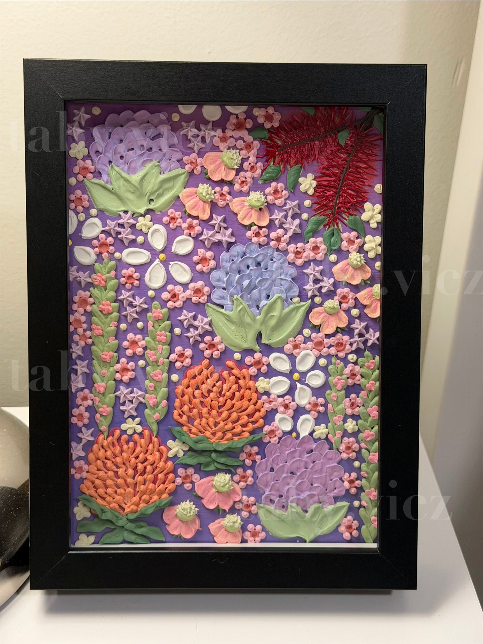 Original Floral Textured Art – Tabletop Framed Collection S04