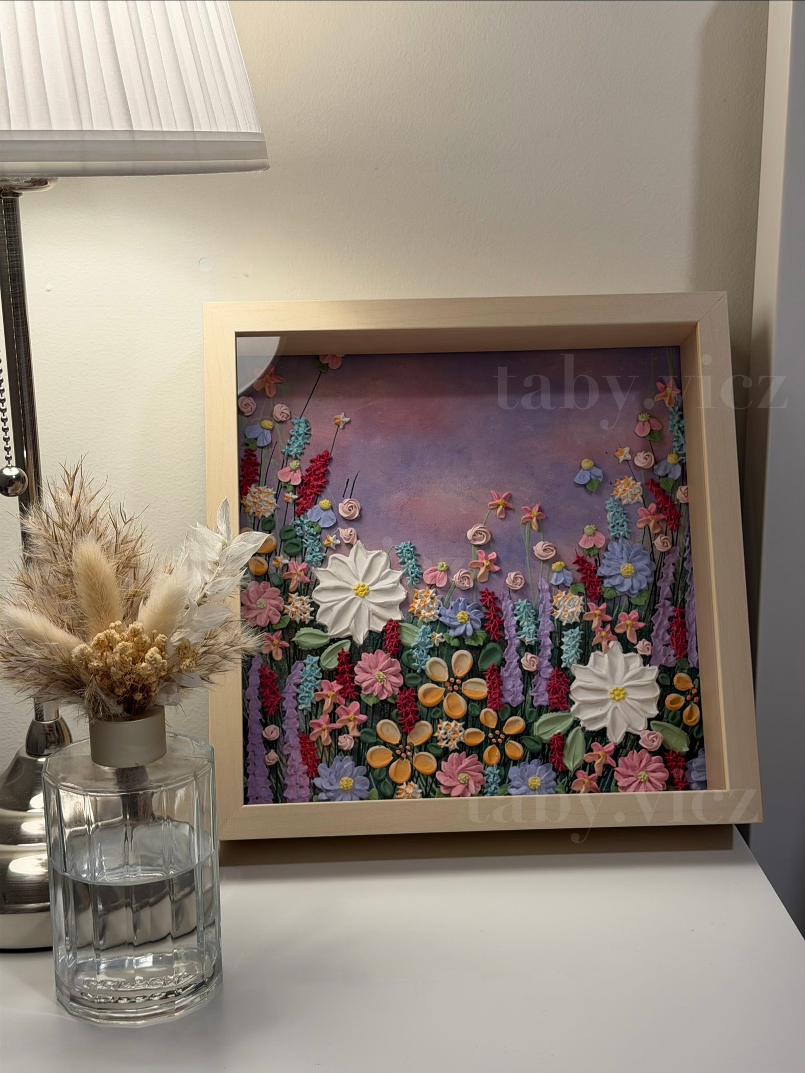 Original Floral Textured Art – Tabletop Framed Collection M01