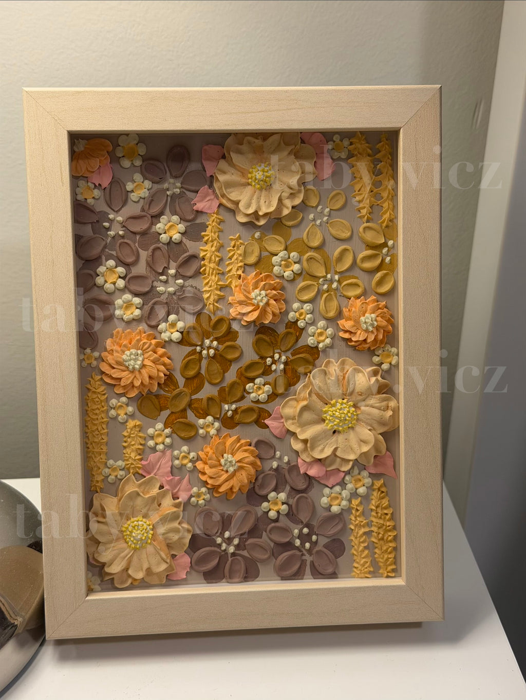 Original Floral Textured Art –  Tabletop Framed Collection S06