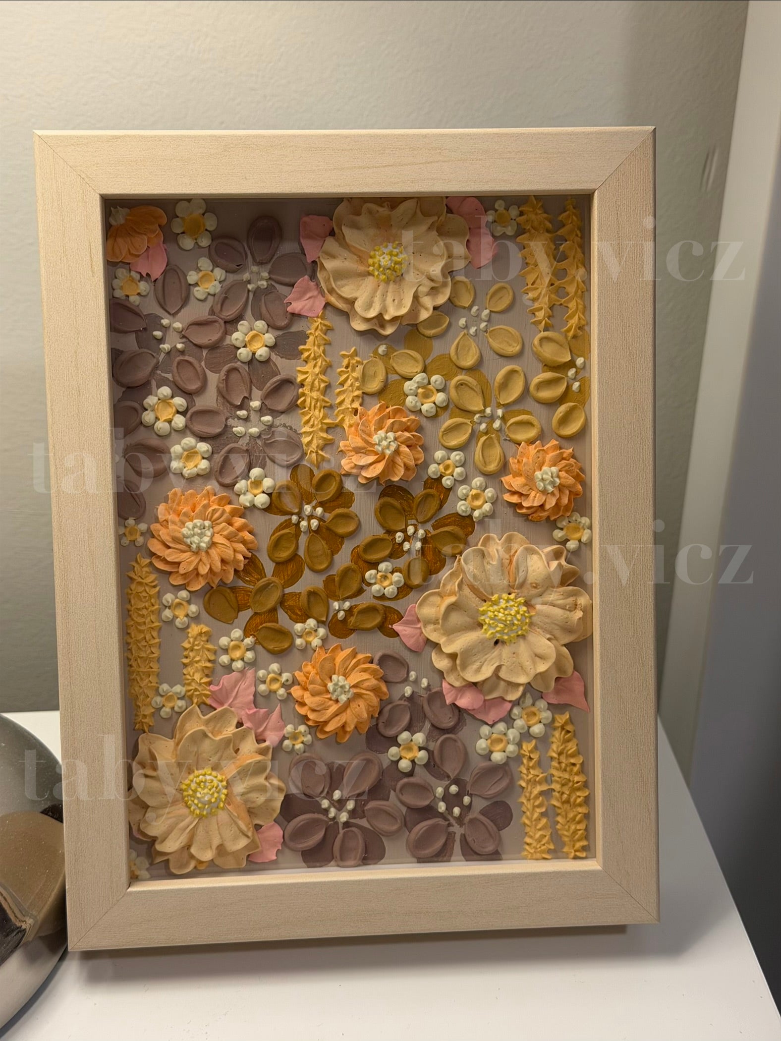 Original Floral Textured Art –  Tabletop Framed Collection S06