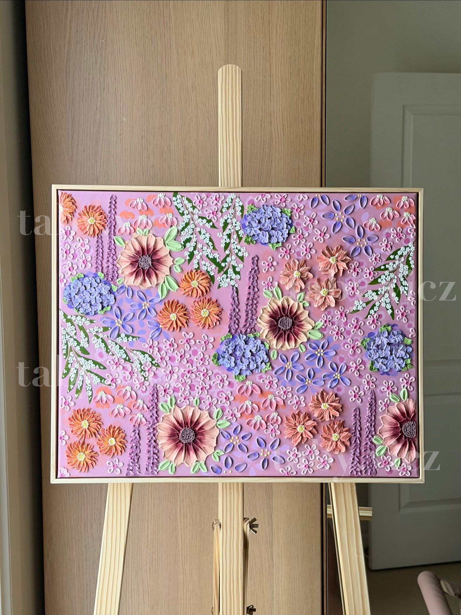 Dusty Rose Garden—Textured Floral Wall Art