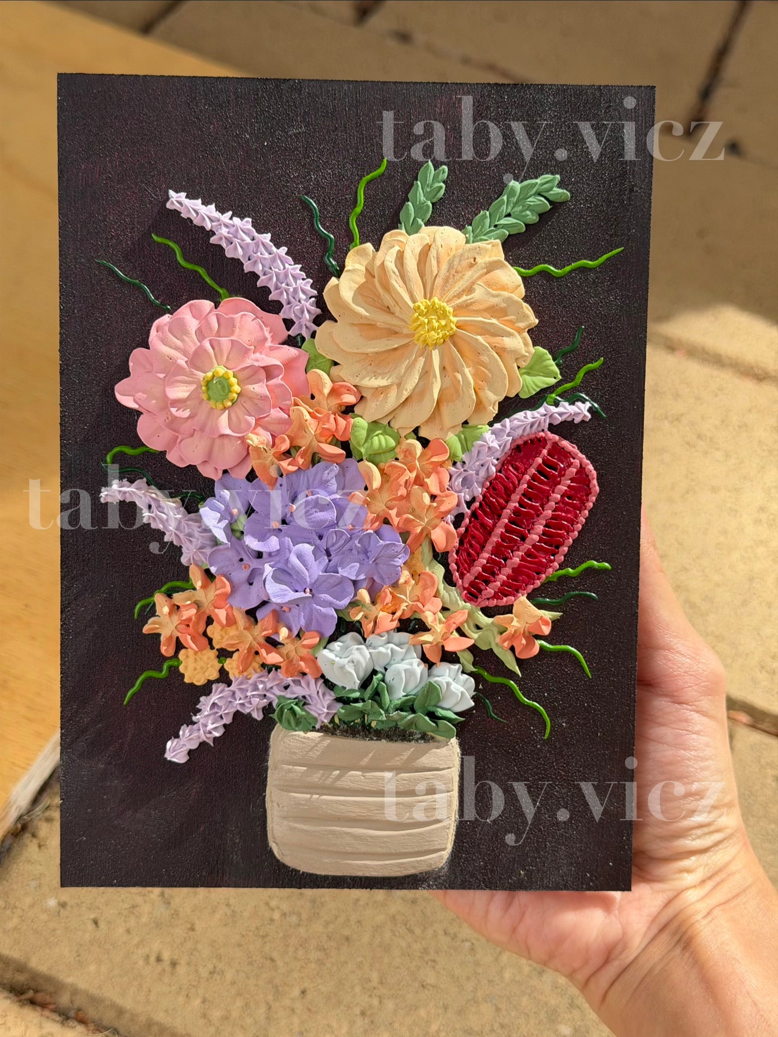 Original Floral Textured Art – Tabletop Framed Collection S07