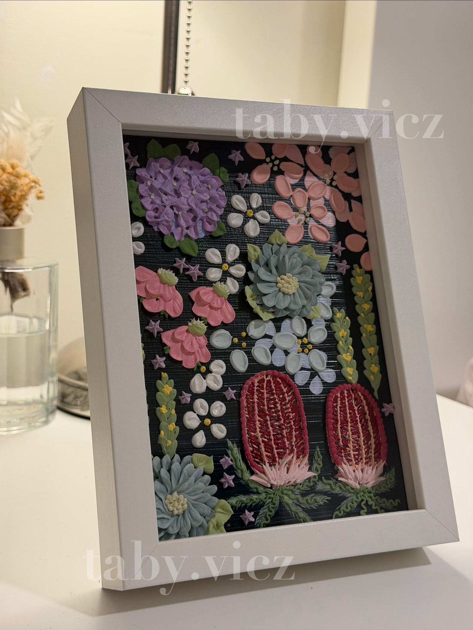 Original Floral Textured Art – Tabletop Framed Collection S01