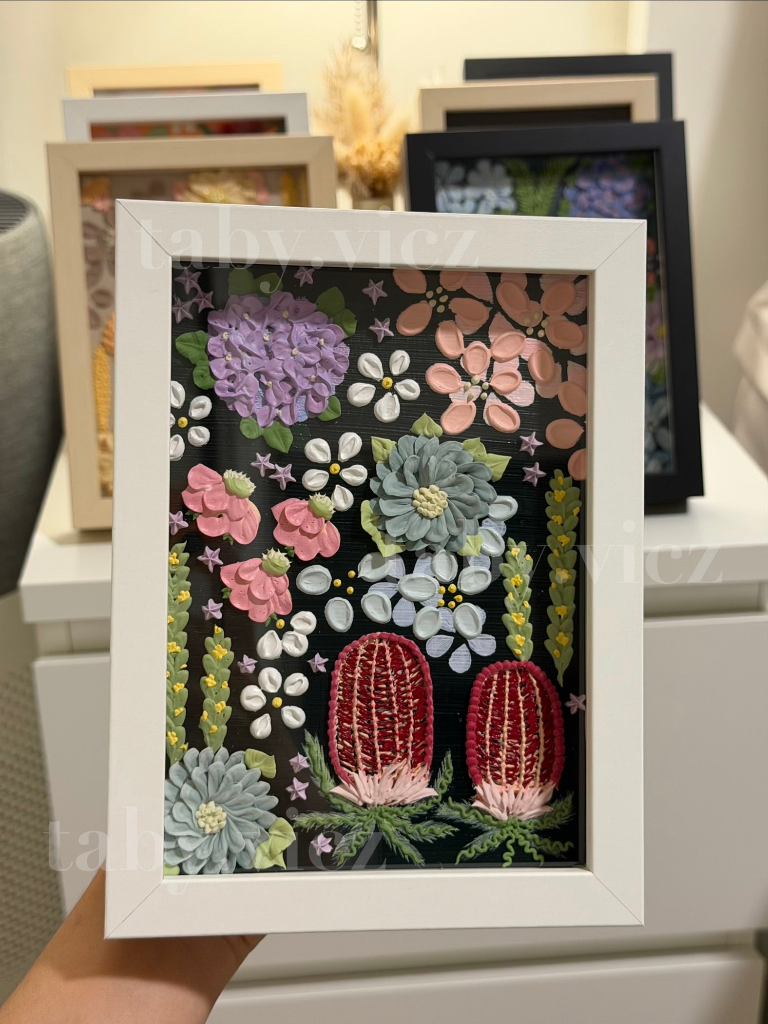 Original Floral Textured Art – Tabletop Framed Collection S01